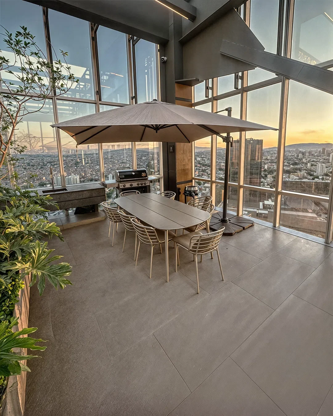 Terraza con asadores